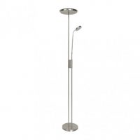 Pie De Salon Antares 20w+7w 4000k  C/lector  Niquel 183x25x25 Cm Tactil c/reg.Intensidad Y Memoria