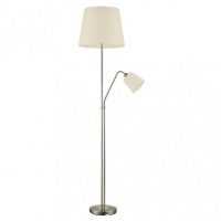 Pie De Salon Arturo 1xe27+1xe14 C/lector Cuero C/pant Beig 1,8m