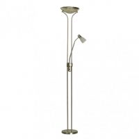 Pie De Salon Ross 2xe27+1xe14 C/lector Cuero 180x28x28 Cm