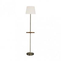 Pie Salon Acero 1xe27 Cuero C/pantalla Beis  C/mesita Aux. Incorporada 168x30x30 Cm