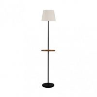 Pie Salon Acero 1xe27 Negro C/pantalla Beis  C/mesita Aux. Incorporada 168x30x30 Cm