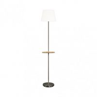 Pie Salon Acero 1xe27 Niquel C/pantalla Blanca C/mesita Aux. Incorporada 168x30x30 Cm