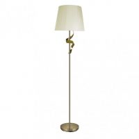 Pie Salon Baeza 1xe27 Cuero Pantalla Beis 162x38x38 Cm