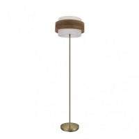 Pie Salon Myriam 1xe27 Cuero/Madera Oscura