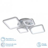 Plafon 86w 3000-4000-6500k Cromo Elara 9x76x46 Cm 11610Lm Regulable, Memoria y C. Remoto