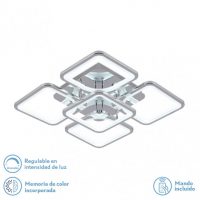 Plafon 129w 3000-4000-6500k Cromo Elara 9x58x58Cm 17415lm C.remoto,regulador Y Memoria