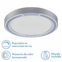 Plafon 72w Asher Plata 3000-4000-6500k 5616lm  6x50x50cm Remoto+reg.int+memoria