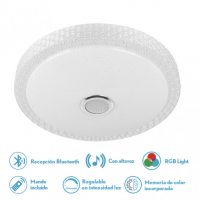 Plafon 72w Zaid 3000-4000-6500k Rgb Blan/transp Buetooth 10x50x50 Cm Remoto,reg.int.memoria.altavoz 5760lm