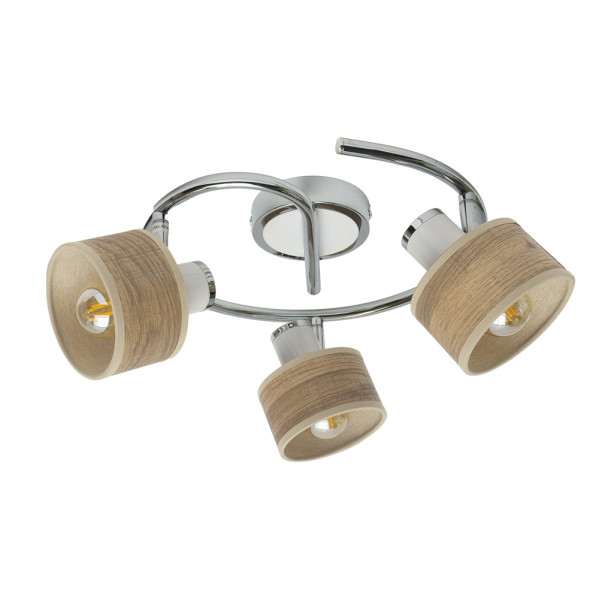 Plafon Nando 3xe14 Cromo-blanco/mad.clara Focos Orientables 16x35x35 Cm