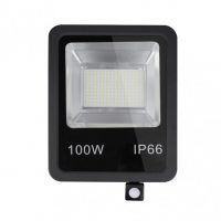 Proyector C/sensor  Olivino 100w 6500k Negro 9000lm  Led Sm Ip66 39,5x28,5x7 Cm