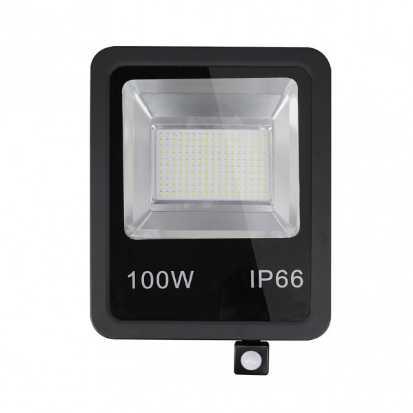 Proyector C/sensor Olivino 100w 6500k Negro 9000lm Led Sm Ip66 39,5x28,5x7 Cm