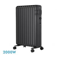 Radiador Aceite Polonia 2000w Negro Aletas Cerradas 9elementos 3Potencias Antivuelco Prot.seguridad 63,5x45x24,5 Cm