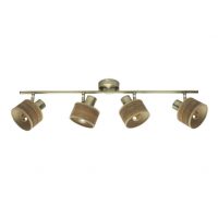 Regleta Nando 4xe14 Cuero/mad.oscura Focos Orientables 16x73x10 Cm