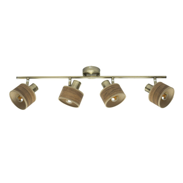 Regleta Nando 4xe14 Cuero/mad.oscura Focos Orientables 16x73x10 Cm