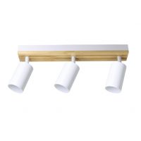 Regleta Waikato 3xgu10 Blanco/madera Orientable 16,5x38x5,5cm