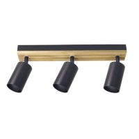 Regleta Waikato 3xgu10 Negro/madera Orientable 16,5x38x5,5cm