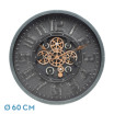 Reloj De Pared Albox Negro 60x60x7cm Engranajes Con Movimiento - Imagen 2