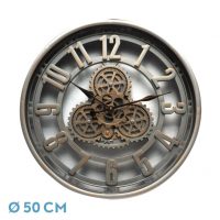 Reloj De Pared Alfacar Champan 50x50x7cm Engranajes Con Movimiento