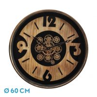 Reloj De Pared Almanzora Negro/haya/oro 60x60x8cm Engranajes Con Movimiento