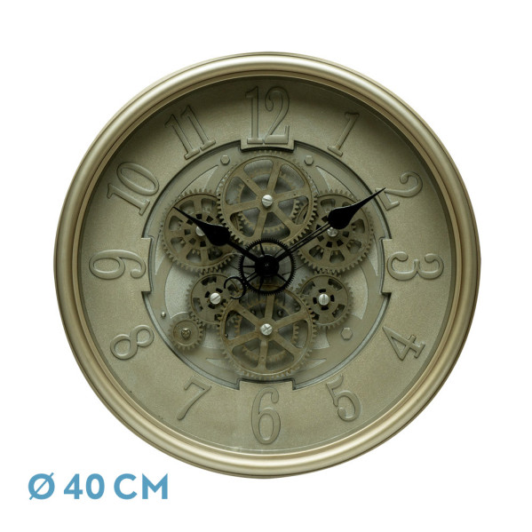 Reloj De Pared Alosno Cuero 40x40x7cm Engranajes Con Movimiento