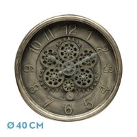 Reloj De Pared Atarfe Oro Rustico 40x40x7cm Engranajes Con Movimiento