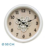 Reloj De Pared Berrocal Blanco/Haya 50x50x6cm Engranajes Con Movimiento
