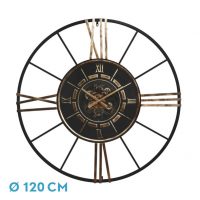 Reloj De Pared Cañete Negro/oro 120x120x8cm Engranajes Con Movimiento