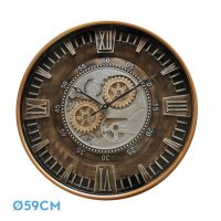 Reloj De Pared Catanias Oro/cuero 59x59x8,5cm Movimiento Continuo