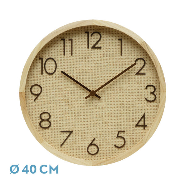 Reloj De Pared Grenoble Haya/rafia Natural 40x40x4,5cm Mov Continuo