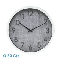 Reloj De Pared Higueron Blanco/gris 50x50x5 Cm Movimiento Continuo