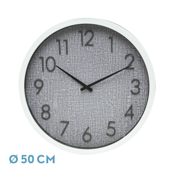 Reloj De Pared Higueron Blanco/gris 50x50x5 Cm Movimiento Continuo