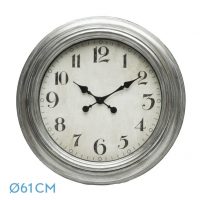 Reloj De Pared Iniko Plata 61d Agujas Retro Gran Tamaño
