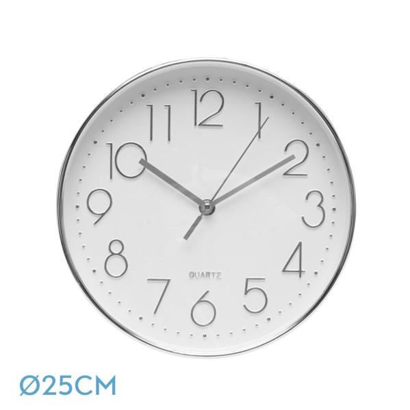 Reloj De Pared Minuto Plata 25d Mov.continuo