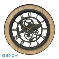 Reloj De Pared Rubite Negro/roble 50x50x5 Cm Movimiento Continuo