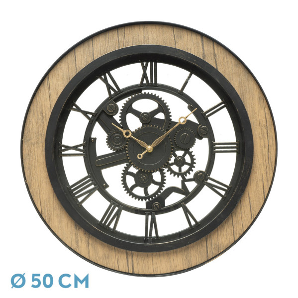 Reloj De Pared Rubite Negro/roble 50x50x5 Cm Movimiento Continuo