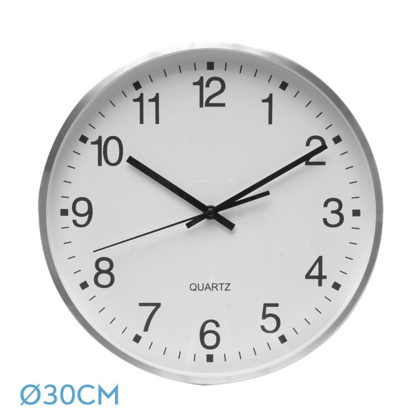 Reloj De Pared Team Aluminio-blanco 30d Movimiento Continuo