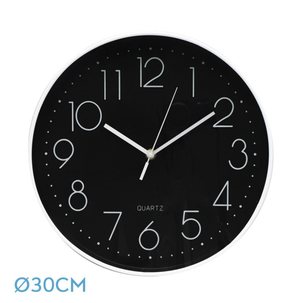 Reloj De Pared Tiempo Blanco-negro 30d Movimiento Continuo
