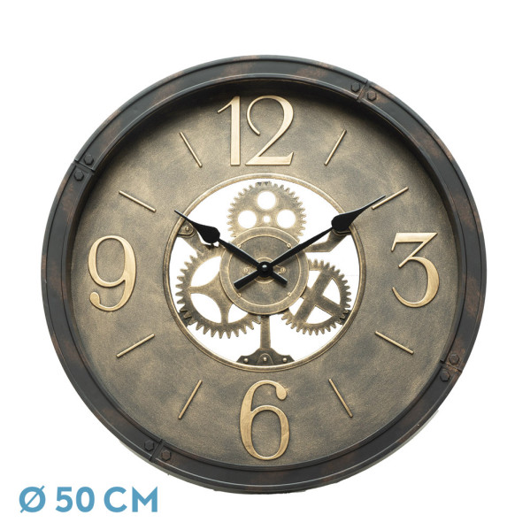 Reloj De Pared Torrox Cuero 50x50x5 Cm Movimiento Continuo