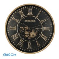 Reloj De Pared Trieste Negro/oro 60x60x8cm Engrana Jes Con Movimiento