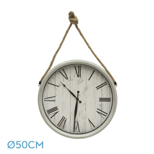 Reloj De Pared Zaman Blanco 50d C/cuerda Agujas Espada