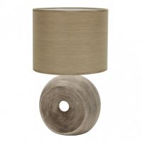 Sobremesa Ceramica Ea 1xe27 Beis Pantalla Beis 52x30x30 Cm