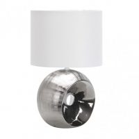 Sobremesa Ceramica Ea 1xe27 Cromo Pantalla Blanca 52x30x30 Cm