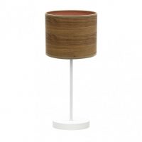 Sobremesa Jerte 1xe14 Blanco/madera Oscura 42x17x17 Cm