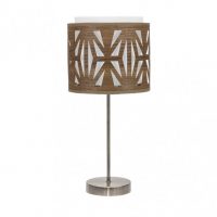 Sobremesa Katerina 1xe14 Cuero/madera Oscura 42x17x17 Cm