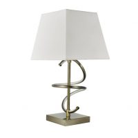 Sobremesa Nueva York 8w 4000k+1xe27 Cuero Pantalla Blanco Roto 600lm 44x23x23 Cm