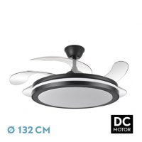 Ventilador Dc Esparta Maxi 80w 10255lm Negro 132d 5asp 3000-4000-6000k Remoto+temporizador+memoria