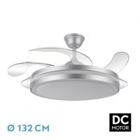 Ventilador Dc Esparta Maxi 80w 10255lm Plata 132d 5asp 3000-4000-6000k Remoto+temporizador+memoria
