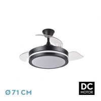 Ventilador Dc Esparta Peque 44w 5182lm Negro 72d 3asp 3000-4000-6000k Remoto+temporizador+memoria