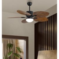 Ventilador Dc 26w Colla Negro 5 Aspas Marron 132cm 6 Velocidades 2950lm Remoto Temporizador Memoria 25