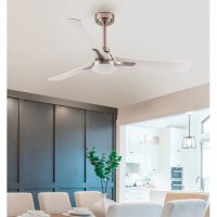 Ventilador 22w Dc Coro Niquel 3asp Blanco/haya  6Velocidades 3colores 2180lm 132d C/remoto, Memoria y Temporizador